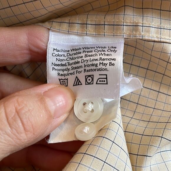 Eddie Bauer yellow & blue check wrinkle resistant cotton short sleeve shirt - Picture 9 of 9